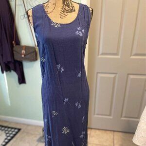 Pretty Pink Floral Blue Maxi Dress